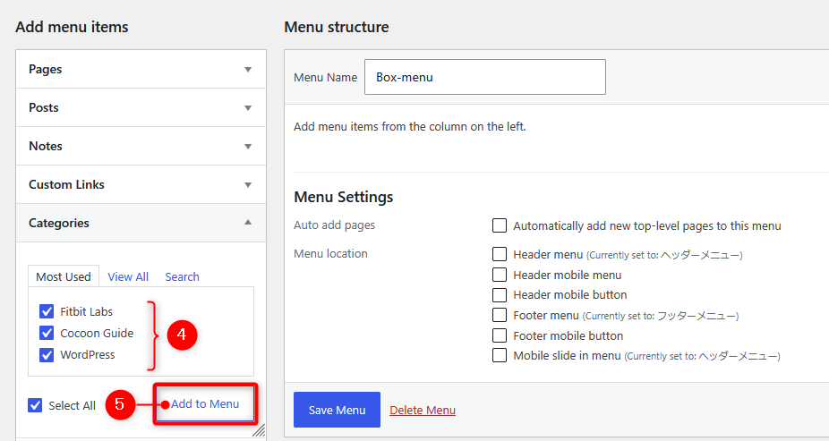 WordPress: Adding Menu Items