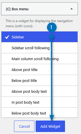 Adding Cocoon Box Menu Widget
