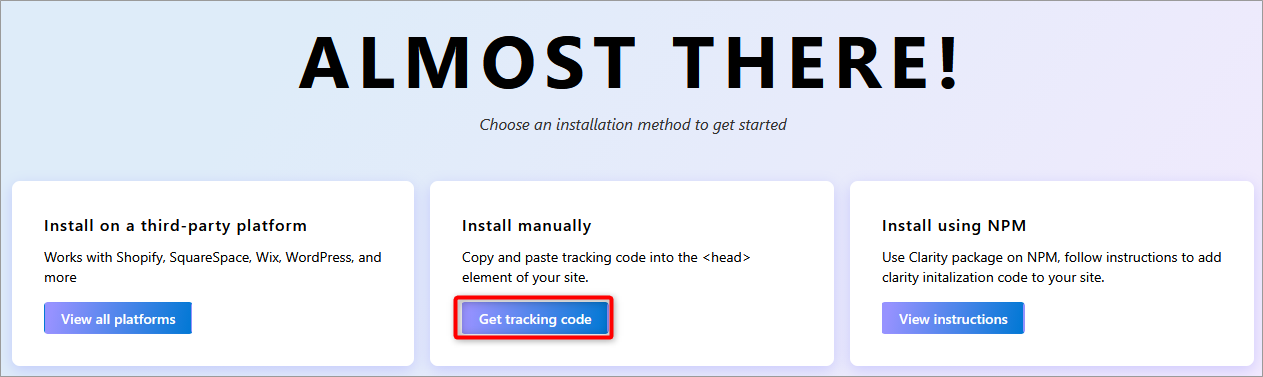 Select Clarity installation method