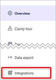 Pointing to Integrations in Clarity settings