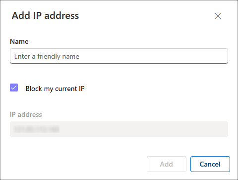 Explanation of where to check Block my current IP in Clarity