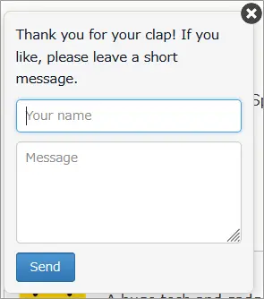 Friendly Clap Button message popup form