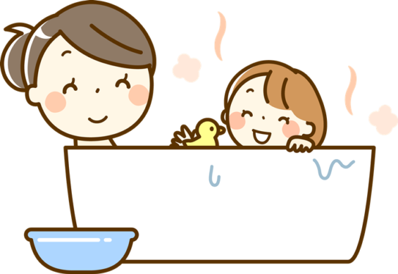 親子でお風呂のイラスト