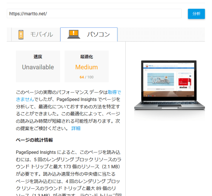 まるっと。のPCの表示スピード